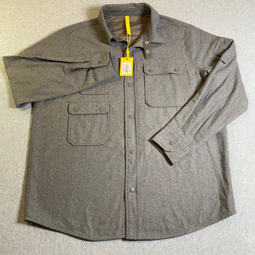 Good Counsel Martin CPO Wool Jacket Mens 2XLT Gray‎ Snap Front Utility Shirt NWT